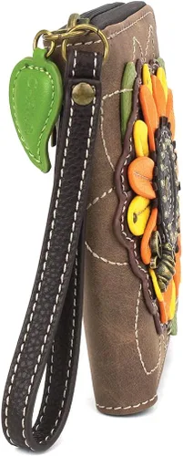 Vista 2 de CHALA Cartera con cremallera, pulsera, 8 ranuras para tarjetas de crédito, piel sintética resistente