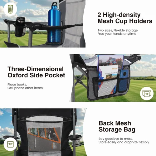 Vista 6 de HIGH POINT SPORTS Oversized Portable Mesh Camping Folding Chair