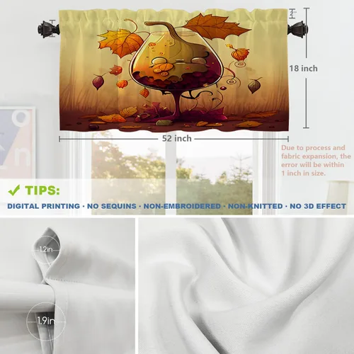 Vista 258 de Shrahala Orange Autumn Autumn Blackout Curtain Tiers, Fall Kitchen Valance Light Blocking Tier Drapes with Rod Pocket, 2 Pack 26 X 24 in
