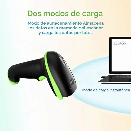 Vista 6 de NADAMOO Escáner de código de barras inalámbrico 2D con soporte, compatible con Bluetooth y conexión inalámbrica 2.4G y por cable, escáner de código