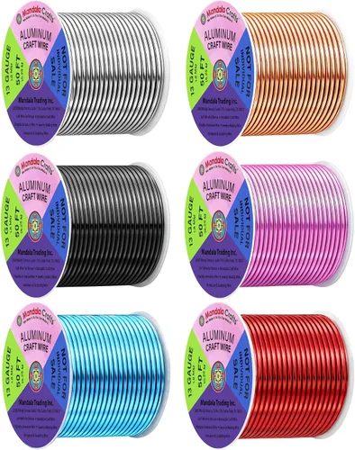 Vista 248 de Mandala Crafts - Alambre de aluminio anodizado de calibre 22 para hacer joyas - 137.2 m de alambre flexible surtido y coloreado - Doble para bonsái