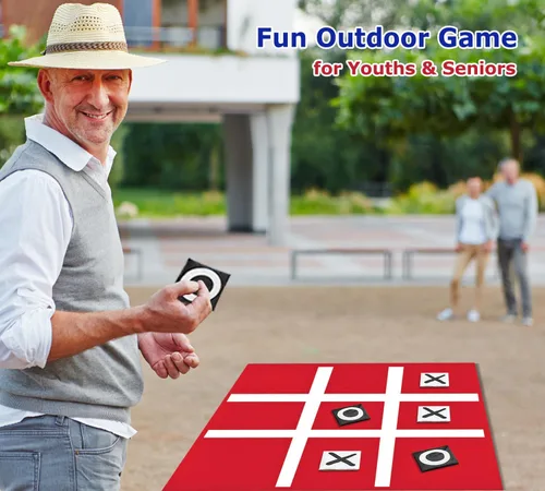 Vista 5 de PJDRLLC Tic Tac Toe - Juego de puf gigante para acampar al aire libre, patio trasero, césped para niños y adultos, juegos familiares grandes