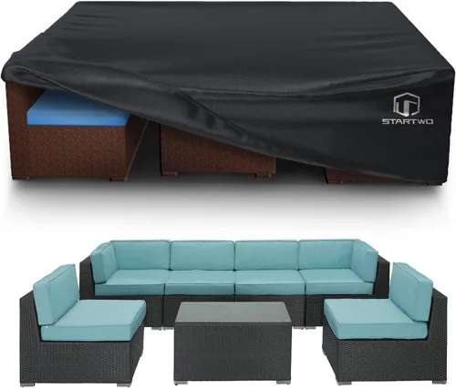 Vista 9 de Cubiertas para muebles de patio STARTWO impermeables, resistentes a los rayos UV, resistentes a los desgarros, resistentes para 7-12 asientos