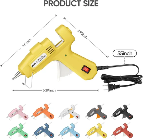 Vista 4 de ROMECH Mini pistola de pegamento caliente de 20 W con set de 30 barras de pegamento, kit de pistola de pegamento caliente de precalentamiento rápido