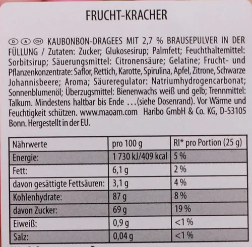 Vista 3 de Haribo Maoam Frucht Kracher Tub-265 pcs
