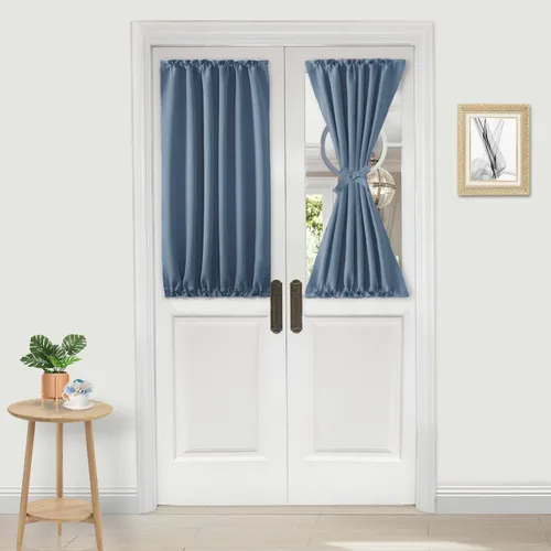 Vista 138 de DWCN Cortinas para Puertas Francesas – Cortinas opacas térmicas con bolsillo para barra para puertas con ventana de cristal, puertas de cocina