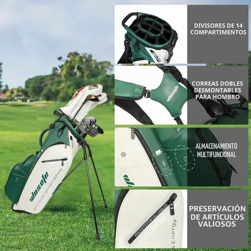 Vista 5 de WOSOFE 14-Way Golf Stand Bag, PU Leather Golf Bag with Full-Length Dividers