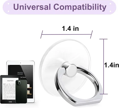 Vista 4 de Jsoerpay Soporte de anillo para teléfono celular, soporte de anillo transparente con rotación de 360°, soporte transparente para teléfono celular