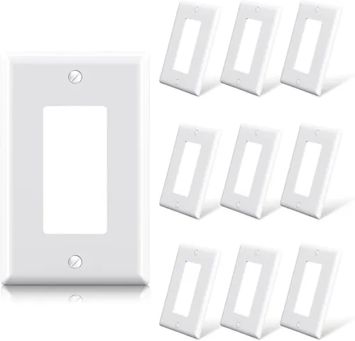 Vista 23 de ELEGRP Placa de pared decorativa para receptáculo, cubiertas decorativas de 1 gang de tamaño mediano, placas frontales de policarbonato irrompibles
