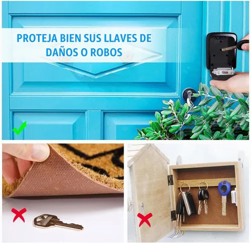 Vista 2 de Caja de seguridad para llaves montada en la pared, resistente a la intemperie, combinación de 4 dígitos, caja de bloqueo de 5 llaves con capacidad