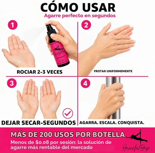 Vista 4 de Spray de agarre para poste: agarre de mano a base de colofonia para baile de poste, solución de agarre de poste para manos secas para entrenamiento
