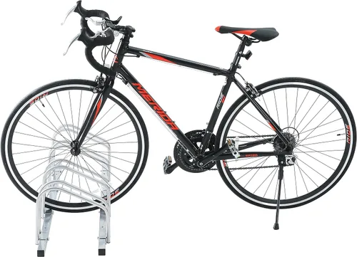 Vista 6 de SDADI 4 Bicicletas De Piso De La Bicicleta De Parking Rack De Soporte De Almacenamiento Ajustable Interior - Plata