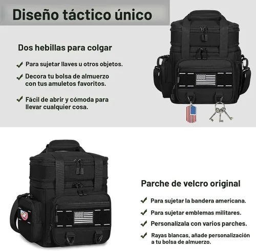Vista 3 de TENKIST Lonchera táctica expandible, bolsa enfriadora de almuerzo con aislamiento grande, resistente a prueba de fugas, para hombres y adultos