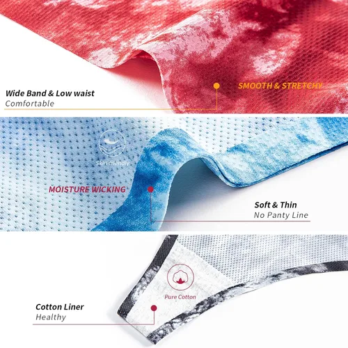 Vista 4 de QOVOQ Tangas sin costuras para mujer, tangas de algodón transpirables para mujer, paquete de ropa interior para mujer