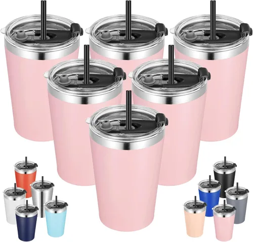 Vista 32 de VEGOND - Vaso térmico de acero inoxidable de 12 onzas con aislamiento al vacío de doble pared, vaso para viaje con tapa y pajita reutilizable Negro