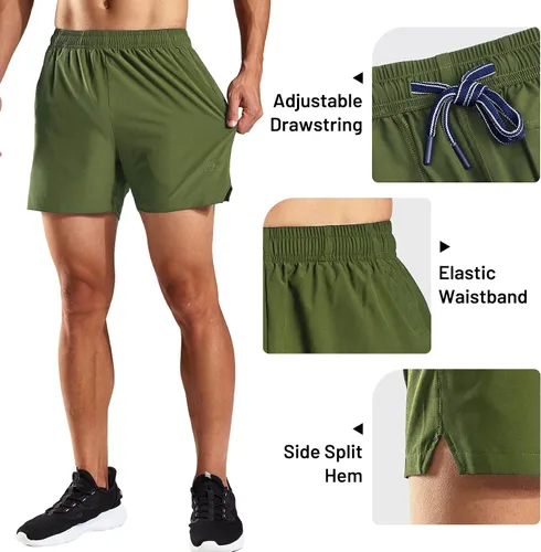 Vista 4 de Haimont Pantalones cortos deportivos de 5 pulgadas para hombre ajuste seco con bolsillos resistentes al agua ligeros para entrenamiento y gimnasio