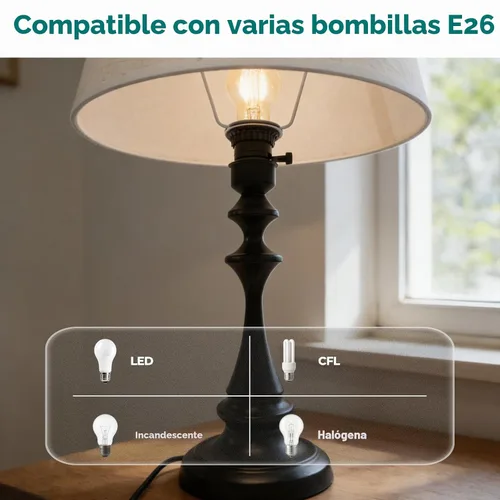Vista 7 de DiCUNO Reemplazo de enchufe de lámpara E26 con certificación UL, perilla del interruptor de giro para encendido/apagado, enchufe de luz de base