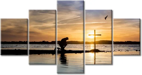 Vista 97 de TUMOVO Decoración de pared de iglesia cristiana de 3 paneles, imágenes de la resurrección de Jesús para sala de estar, dormitorio, cocina