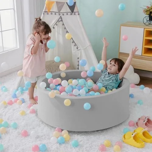 Vista 8 de SHJADE Piscina de pelotas de espuma para niños pequeños, 35.4"x 11.8" Piscina de pelotas para niños, Piscina de pelotas redonda suave para bebés