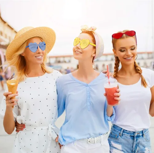 Vista 5 de Virtue morals Gafas de sol en forma de corazón para San Valentín Mardi Gras verano recuerdo de fiesta para mujer