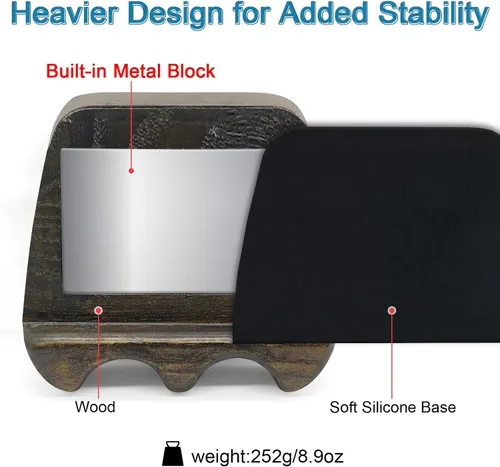 Vista 5 de Wood Pool Cue Holder Non-Slip Silicone Base Solid Wooden Construction Holds 2/3/4/5 Cues Weighted Metal Inside for Stability Billiard Accessory