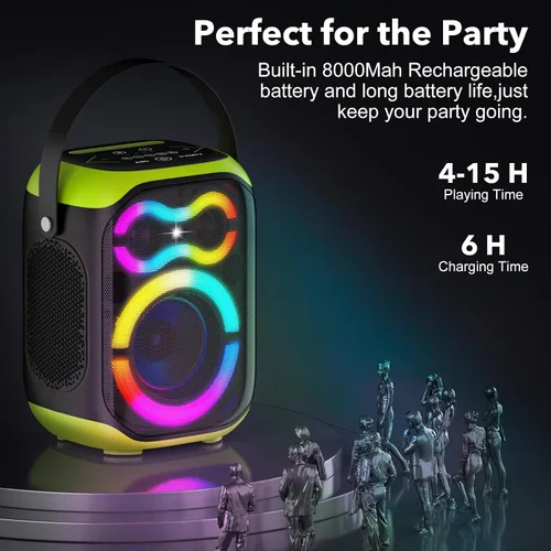 Vista 4 de Altavoces Bluetooth portátiles 80 W gran potente inalámbrico al aire libre fuerte estéreo sonido bajo profundo Boombox TWS altavoz de fiesta en casa