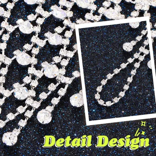 Vista 6 de EARENT Pulsera de plata del anillo de la cadena de la mano de la boda de la joyería de, rhinestone, Sin piedras preciosas