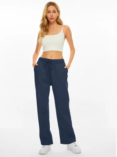 Vista 2 de AUTOMET Womens Fleece Lined Sweatpants Baggy Wide Straight Leg Pants