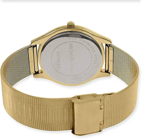 Vista 3 de Michael Kors MK3282Slim Runway Champagne Dial Gold-tone Malla Reloj de la mujer