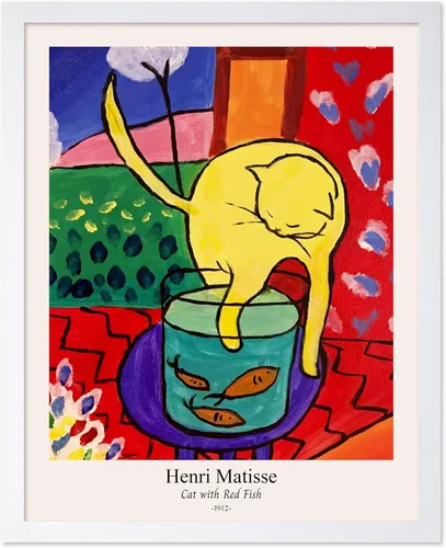 Vista 25 de Monem Art - Póster vintage de Henri Matisse – Gato retro con estampado de pez rojo – Arte de fauvismo – Arte animal – Pintura clásica – Arte fino