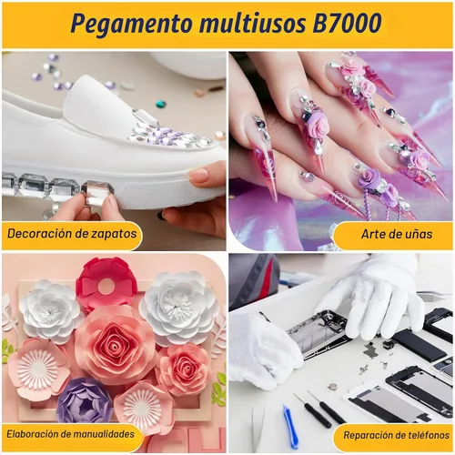 Vista 7 de Cadena de cierre de diamantes de imitación de cristal con pegamento de joyería B7000, 11 yardas de 0.157 in de plata con cuentas transparentes