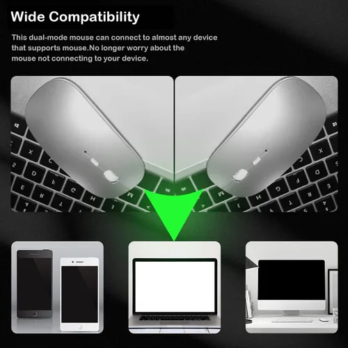 Vista 6 de SUNGI Ratón Bluetooth inalámbrico recargable de doble modo (Bluetooth 5.0+USB), silencioso delgado con mouse de computadora DPI ajustable