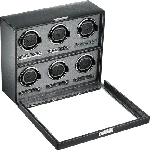 Vista 2 de WOLF 456802 Viceroy - Bobinadora de reloj de seis piezas con tapa, color negro, Negro