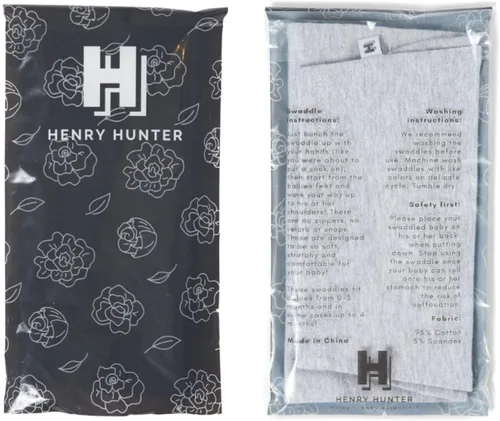 Vista 6 de Henry Hunter - Saco de envolver para bebé, The Simple Swaddle Pañales de algodón elástico suave para recién nacidos Pañales de bebé de 0 a 3