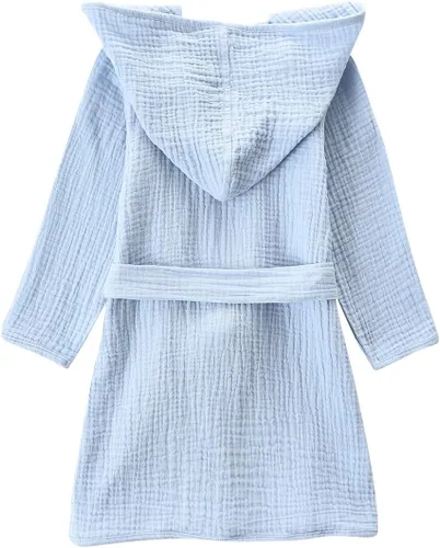 Vista 2 de Bata de baño de algodón orgánico, suave y transpirable, bata de bebé para niños, bata de muselina con capucha para niños y niñas