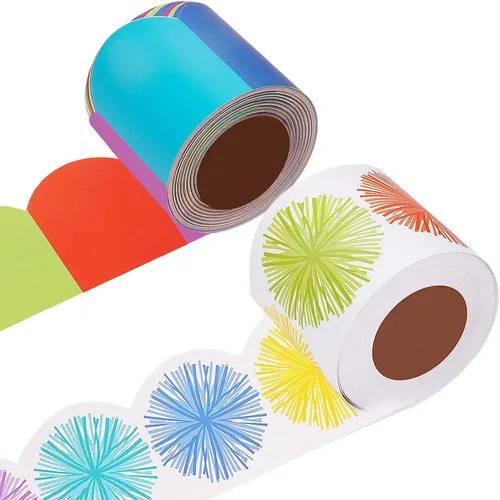 Vista 8 de 66 pies de bordes para tablero de anuncios, borde laminado recto con patrones de hojas tropicales verdes para decoración de pizarra de regreso a