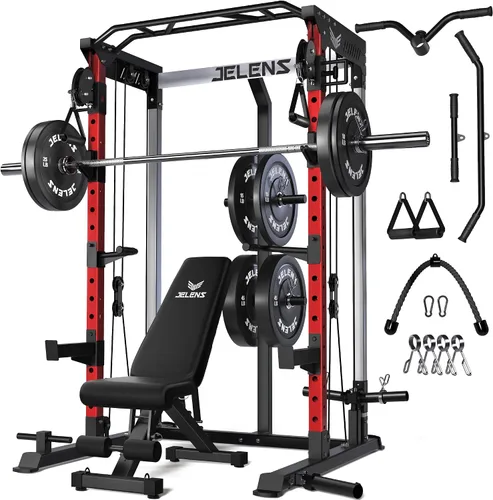 Vista 37 de C21 Power Cage 2000LBS Multi-Function Power Rack with Independent Dual Pulley System, All-in-One Squat Rack for Cable Crossover, Home Gym Workout