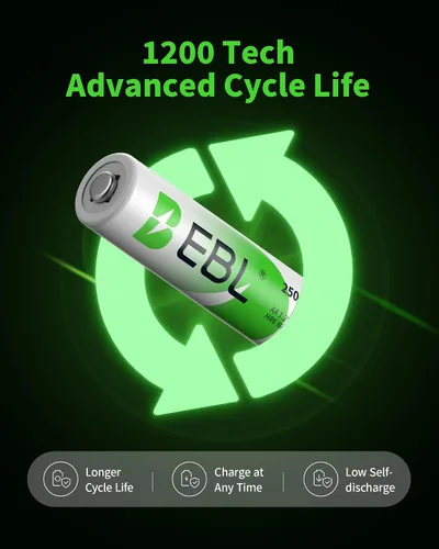 Vista 7 de EBL Baterías recargables AA de 1.2 V 2500 mAh de alto rendimiento precargadas pilas AA – 4