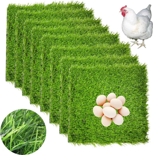 Vista 13 de Hamiledyi 6 almohadillas para anidar pollo, alfombra de césped artificial, alfombra de césped sintético de 12 x 12 pulgadas, lavable, ropa de cama