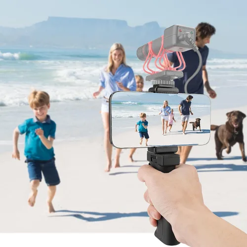 Vista 4 de Universal ergonómico anticaídas para teléfono móvil con mango estabilizador de montaje para selfie portátil, trípode para vlogging de mano, monopié