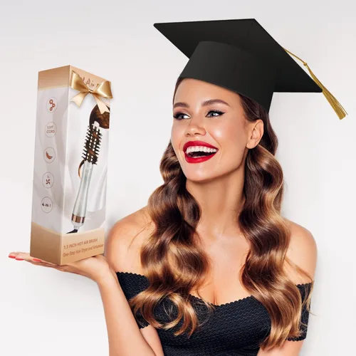 Vista 9 de Hair Trends Secador de cepillo redondo de barril de 1.5 pulgadas (2.8 pulgadas más cerdas), secador volumizador iónico negativo de un paso, cepillo