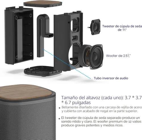 Vista 2 de KEiiD Altavoces Bluetooth para computadora con cápsula de control táctil inalámbrica para PC, portátil/escritorio, altavoces estéreo inalámbricos