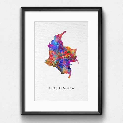Vista 4 de Dignovel Studios 8X10 Sin Marco Colombia Acuarela Arte Impresión Póster Mapa Patria País Ilustraciones América Latina Pared Boda Inauguración