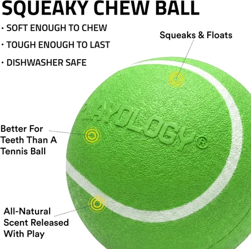 Vista 2 de Playology Juguete para perros Squeaky Chew Ball - Mediano, aroma a pavo
