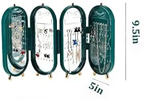 Vista 6 de Cretee Organizador de joyas plegable de acrilonitrilo butadieno estireno con 153 agujeros soporte para aretes estante de exhibición de joyas caja
