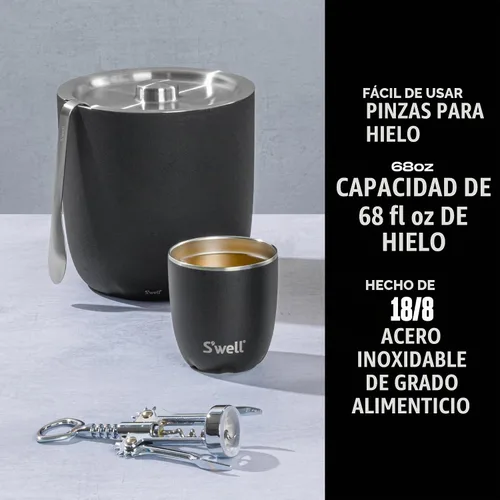 Vista 2 de S'well Cubo de hielo con pinzas, 68oz, ónix