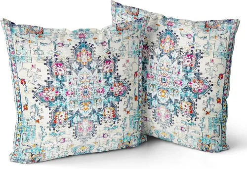 Vista 11 de Snycler Fundas de almohada boho 16x16 pulgadas juego de 2, almohadas de estilo boho para sofá en azul marino, rojo, geométrico, floral, decorativas