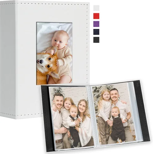 Vista 12 de Vienrose Álbum de fotos pequeño de 4 x 6 pulgadas, paquete de 2 mini libros de fotos con cubierta de cuero, 26 páginas con capacidad para 52
