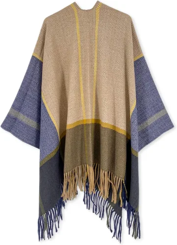 Vista 36 de Moss Rose Chal de viaje para mujer, capa tipo poncho de frente abierto para otoño e invierno