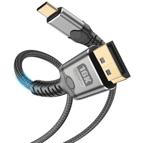 Vista 9 de Cable USB C a DisplayPort de 3.3 pies, 8K @60Hz 4K a 240Hz unidireccional Cable Thunderbolt 3/4/5 a DisplayPort USB C a DP compatible con MacBook